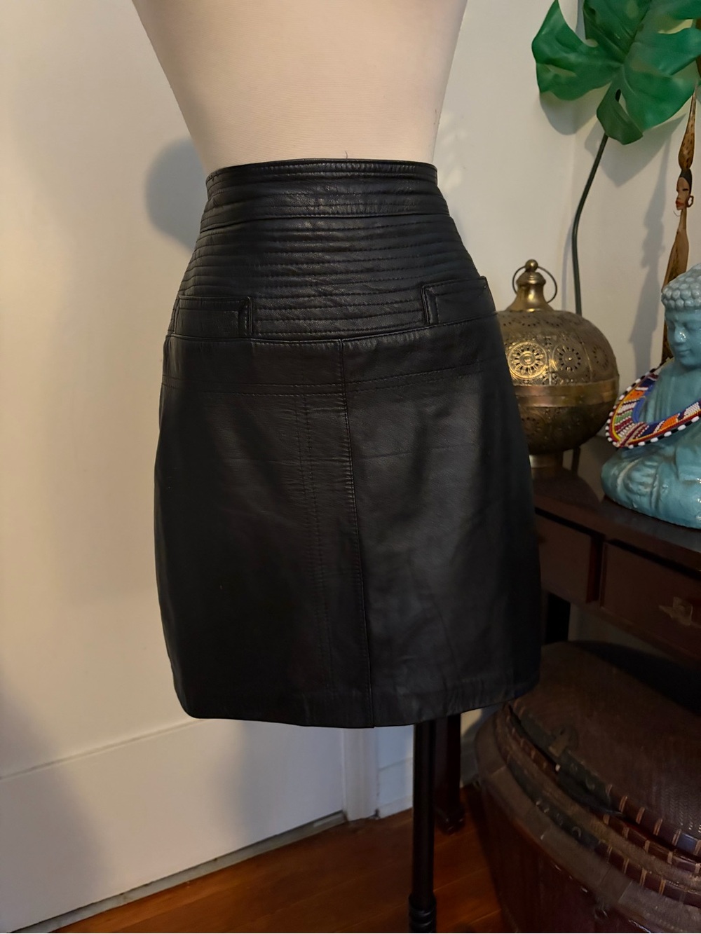 Vintage Genuine Leather Moto Mini Skirt Size 40 (US 8/10)